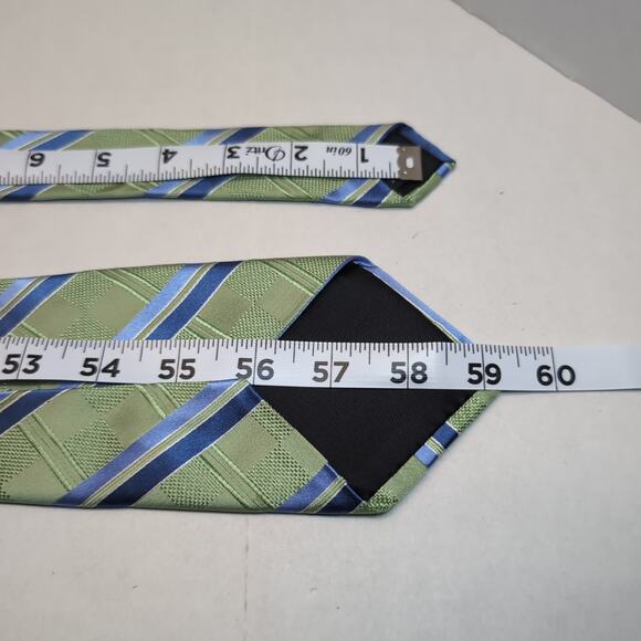 Arrow Mens Silk Neck Tie Green Blue Striped - Picture 8 of 8